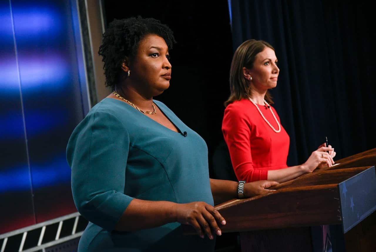 Georgia Republican Democratic gubernatorial candidates former state representatives Stacey Abrams, left, and Stacey Evans debate