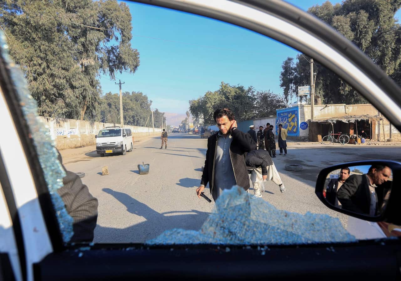 A window of the vehicle that was attacked while carrying Dr Tetsu Nakamura, a Japanese medic and honorary Afghan citizen, in Jalalabad on Wednesday.