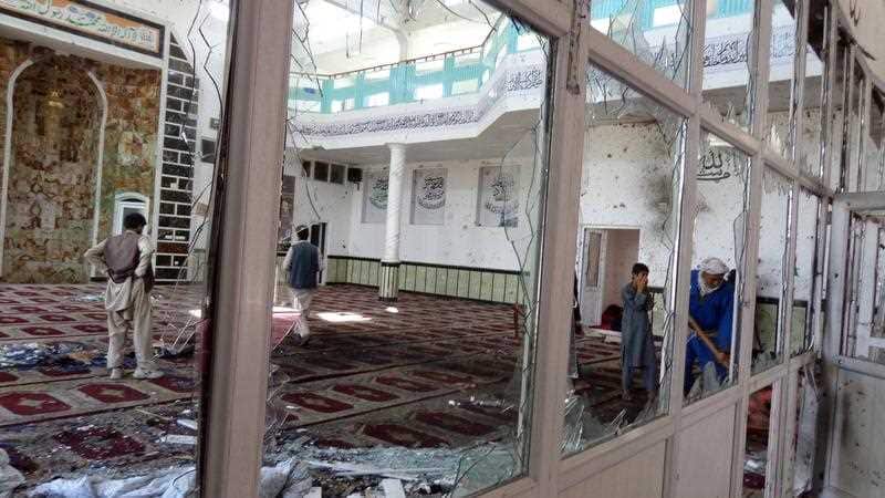 People visits the Shi'ite Mosque a day after a suicide bomb attack in Gardez, Paktia province, Afghanistan.