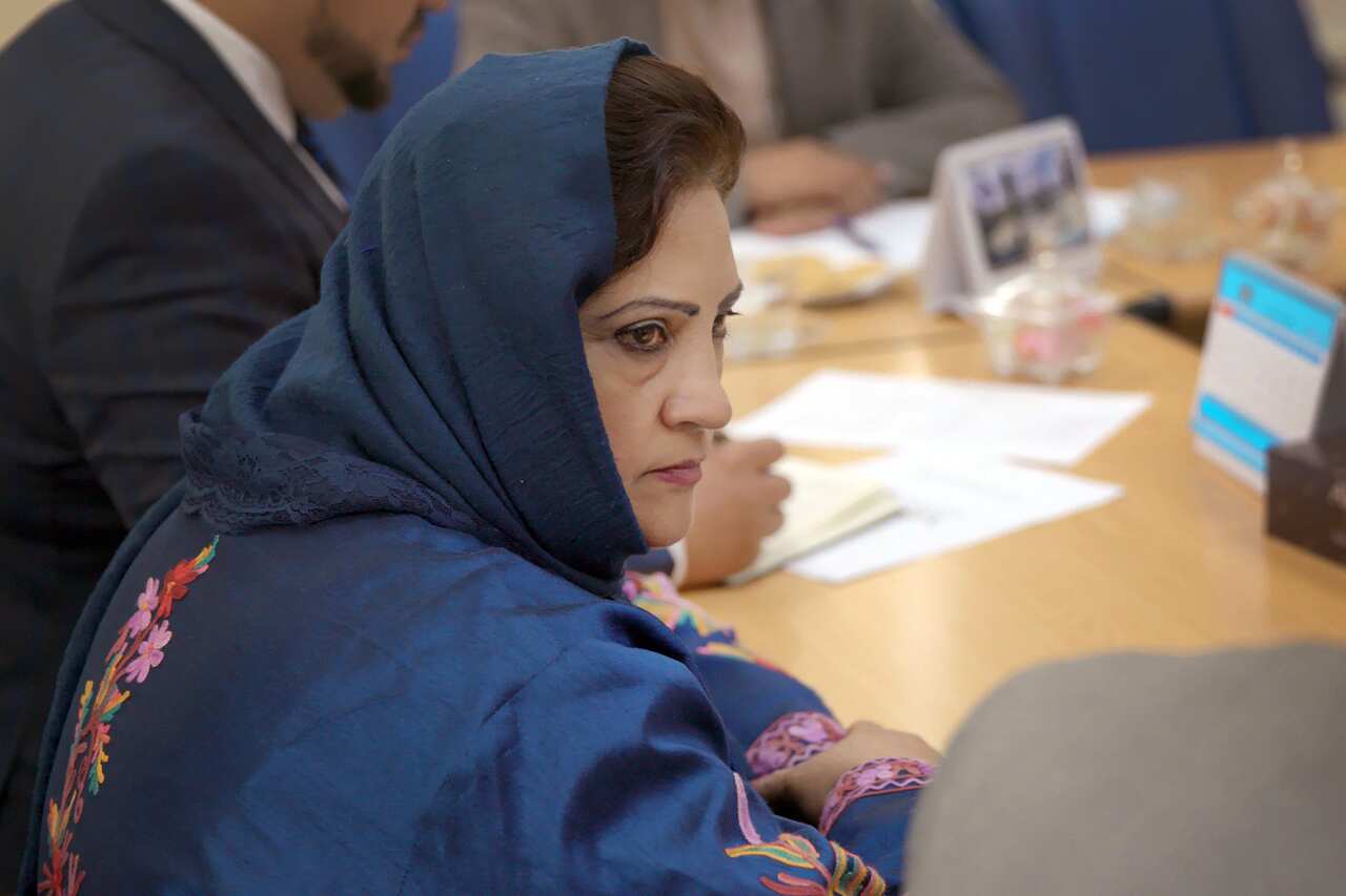 Hawa Nuristani at a meeting in Kabul, Afghanistan. (Yousur Al-Hlou/The New York Times)