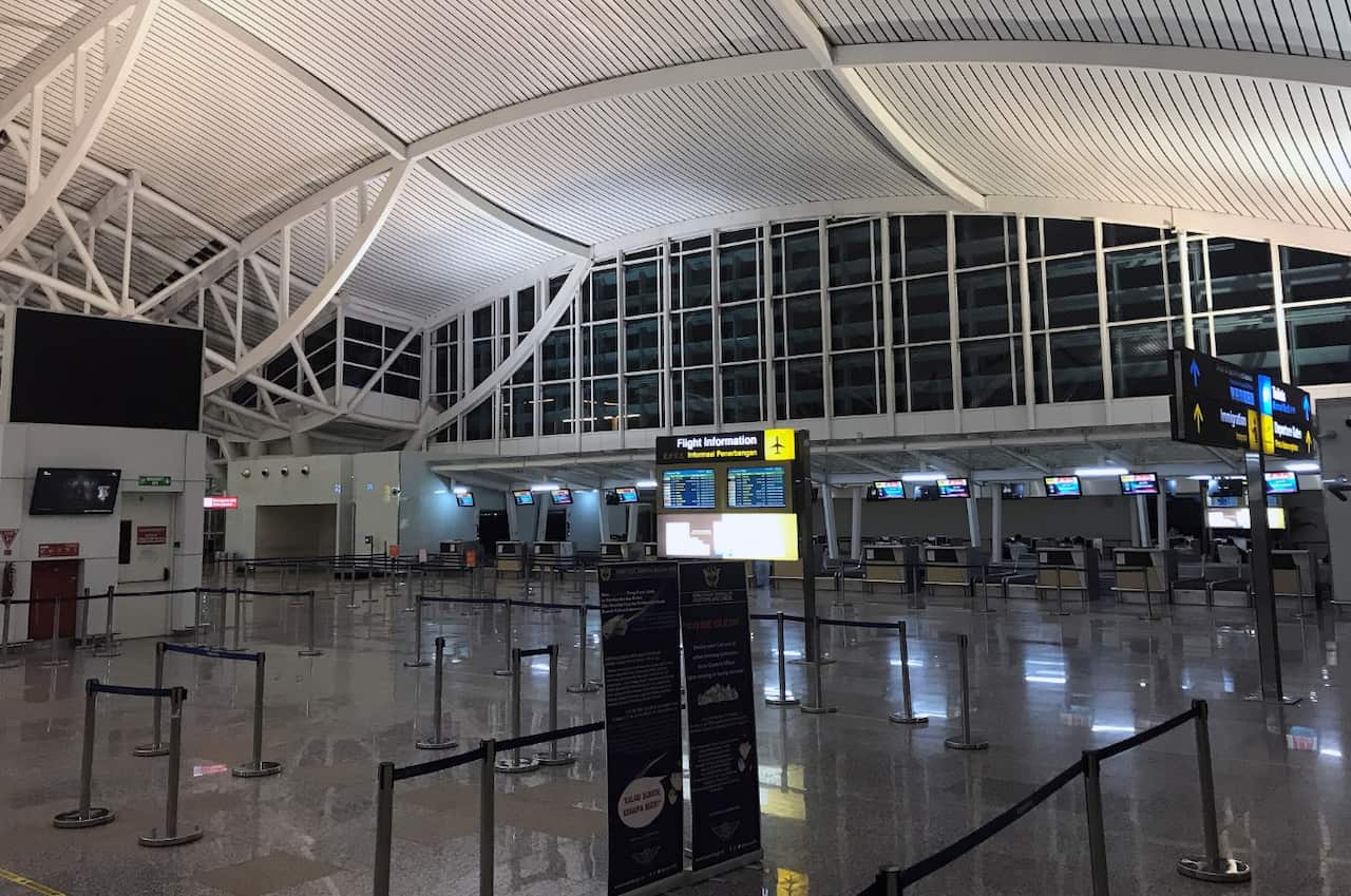 An empty Bali International Airport is seen after volcanic ash forced its closure on Monday, November 27, 2017 (AAP)