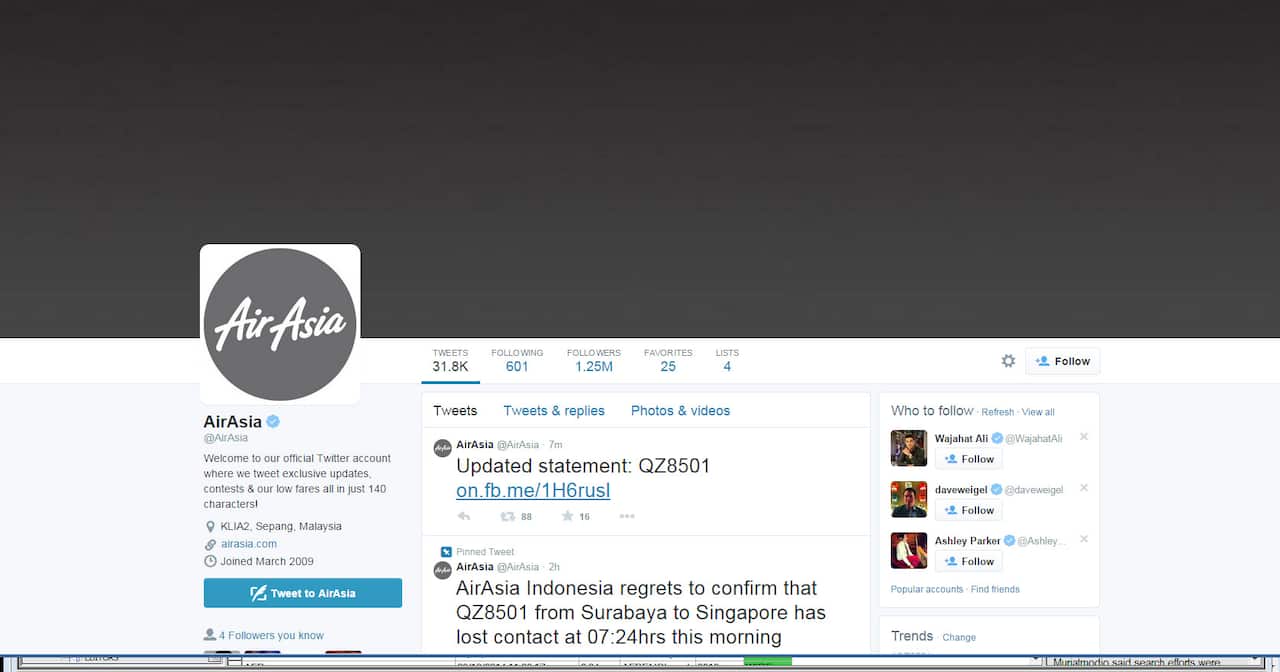 AirAsia Twitter page greyed out. (Screenshot)