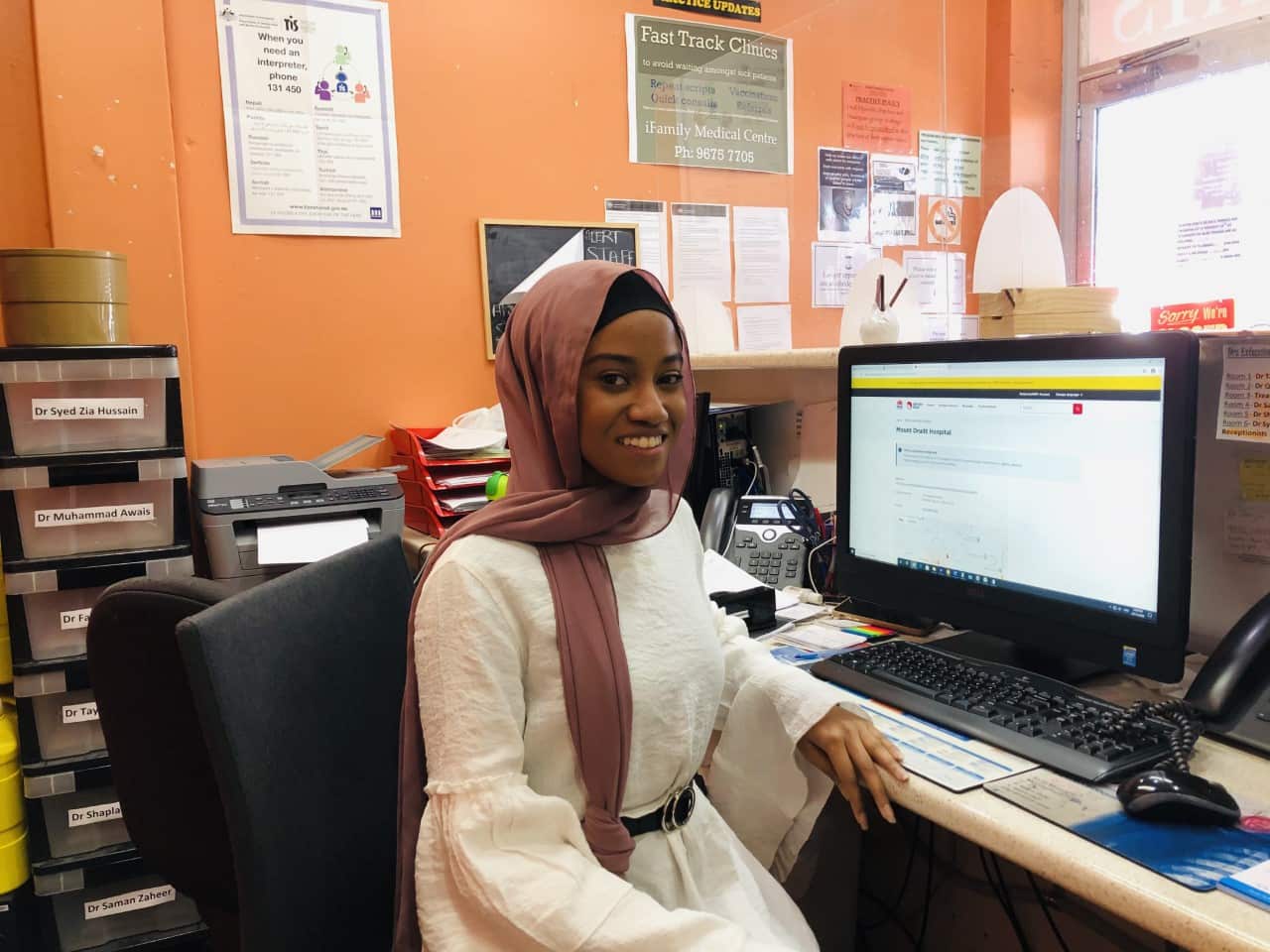 Aisha Bah is a receptionist at iFamily Medical Centre.