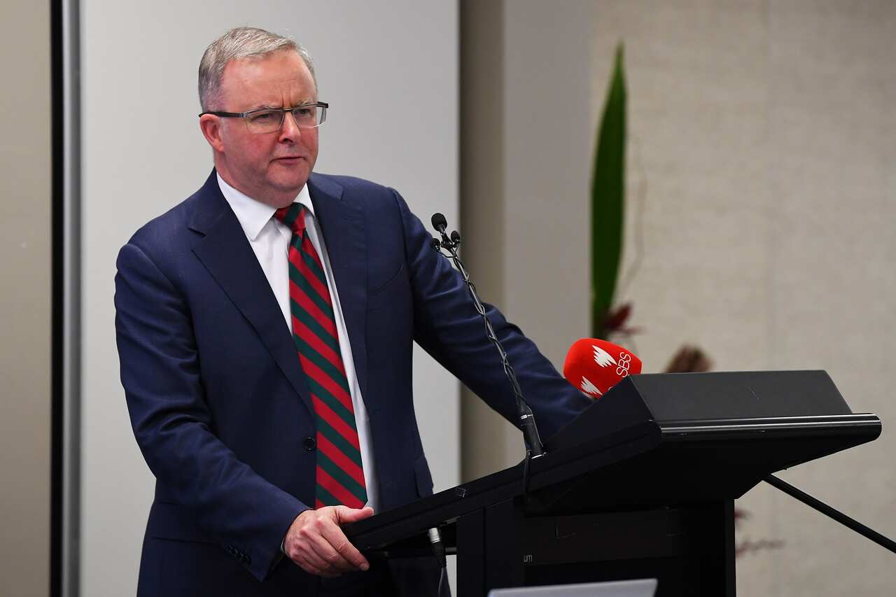 Federal Opposition Leader Anthony Albanese speaks during the Australian Education Unions (AEU) 36th Annual General Conference on 21 February 2020. 
