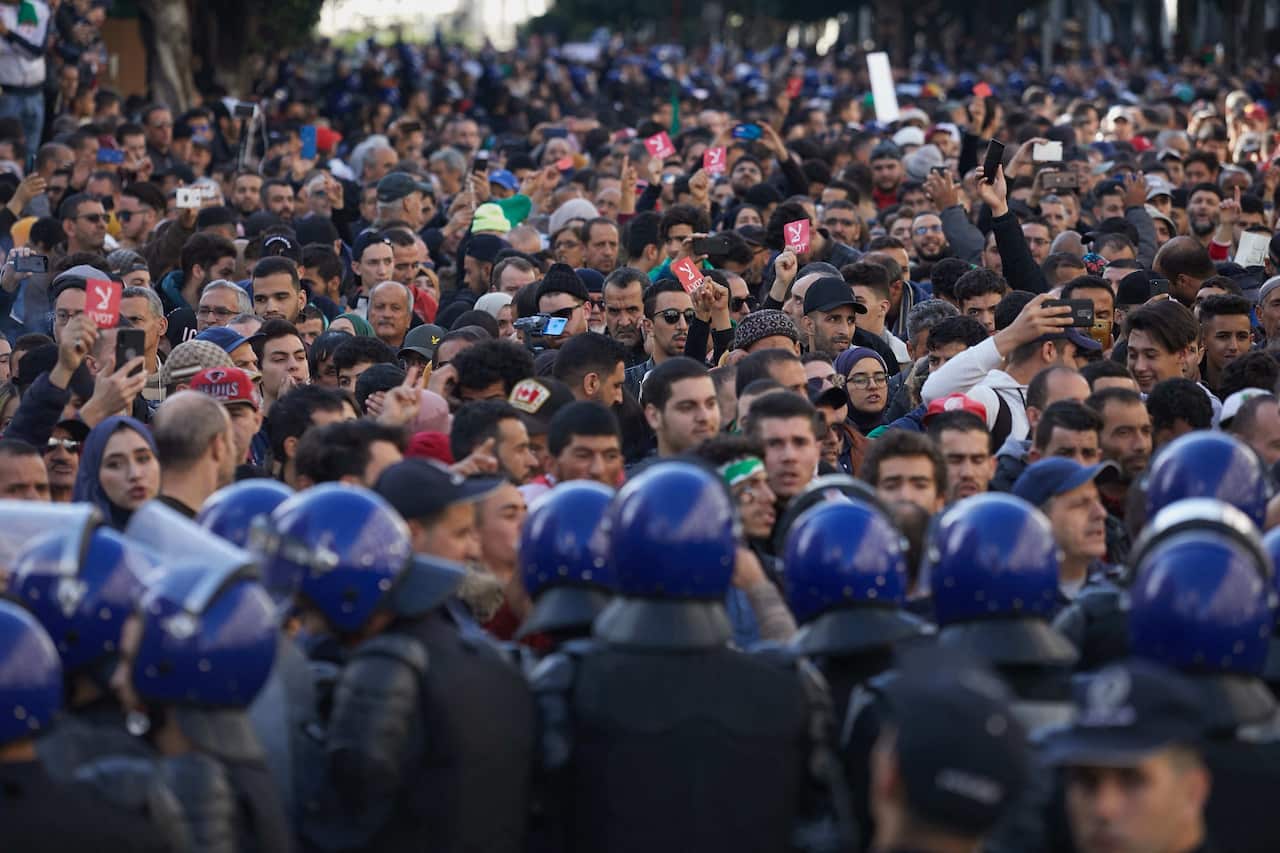 Algerian protesters during an anti-government demonstration in the capital Algiers on 10 December, 2019.