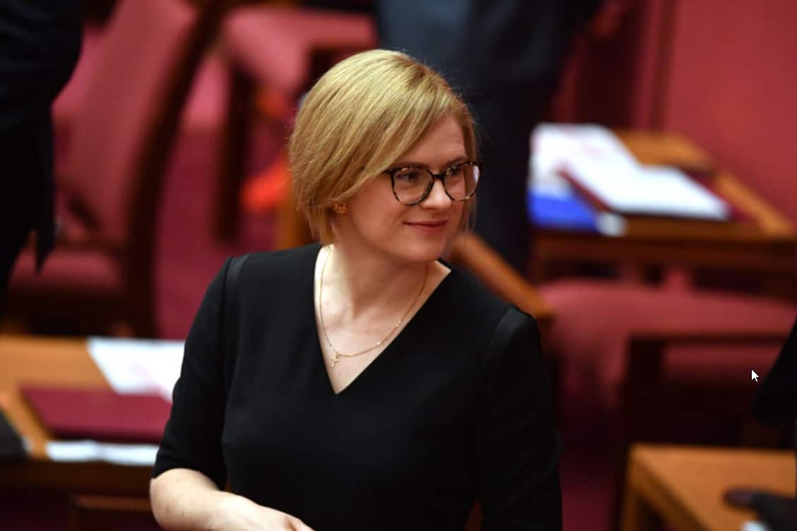 Liberal senator Amanda Stoker in the Senate chamber at Parliament House in Canberra.