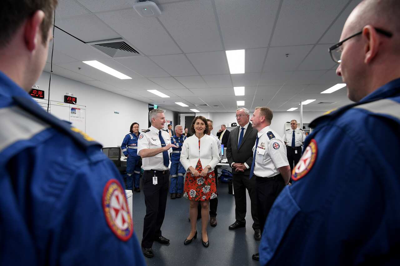 NSW Premier Gladys Berejiklian along with NSW Ambulance Chief Executive Dominic Morgan.
