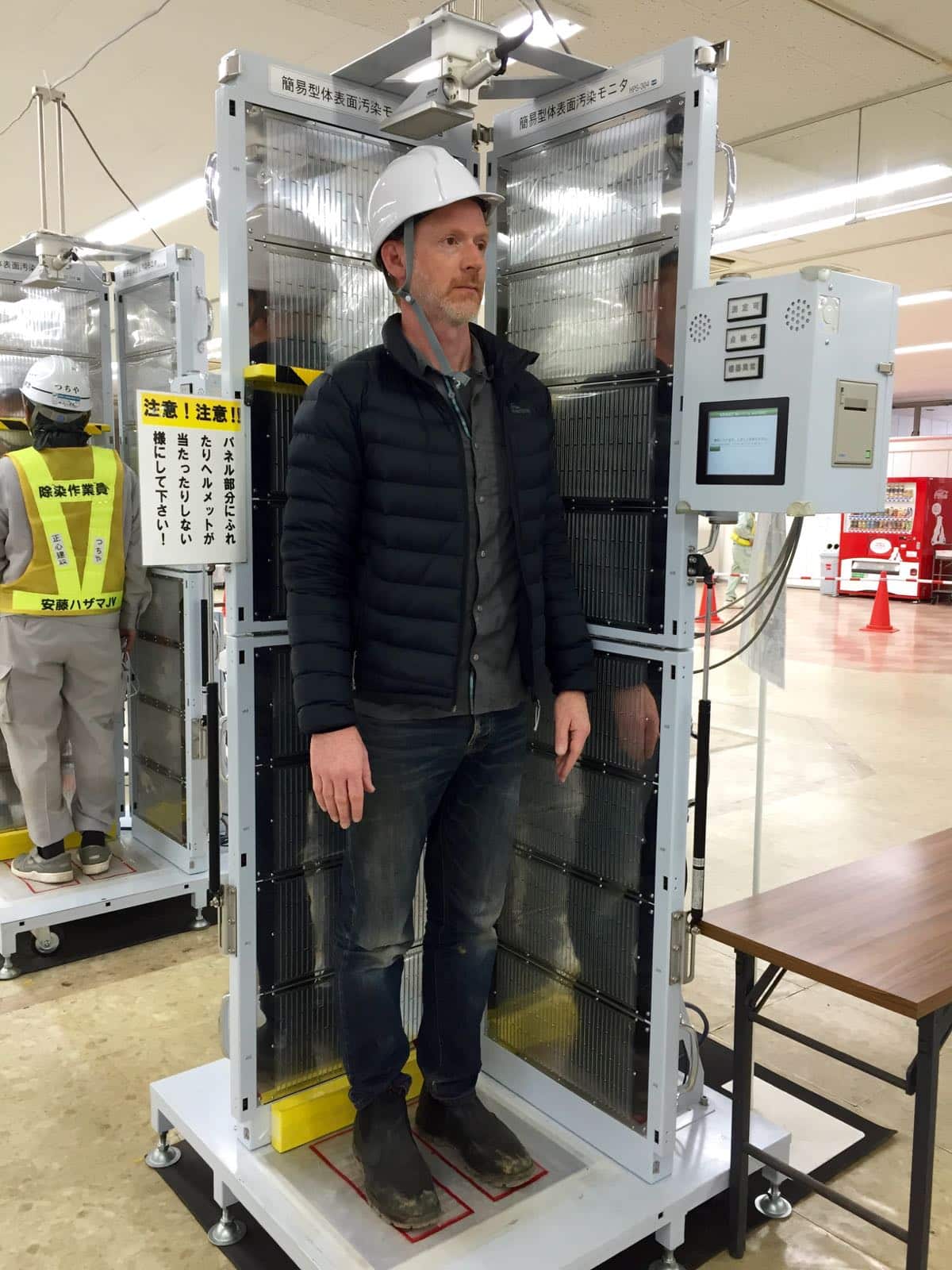 Dateline reporter Amos Roberts getting tested for radiation.