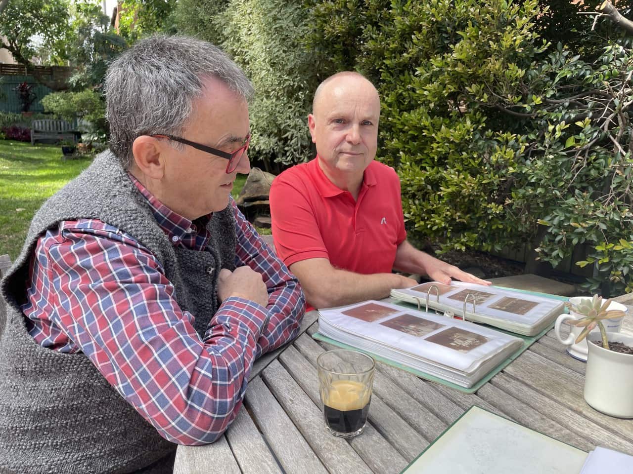 Andreas at home in Sydney, with his partner Jim Woulfe.