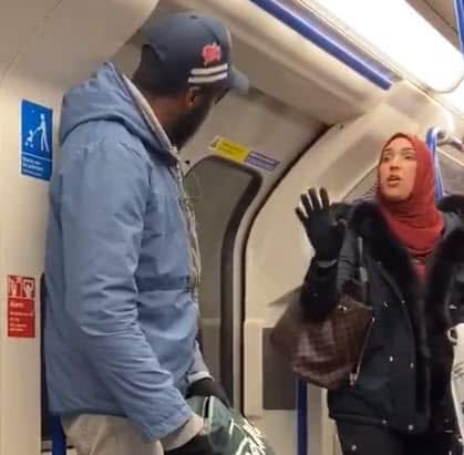 Ms Shuweikh distracts the man following his anti-Semitic attack.