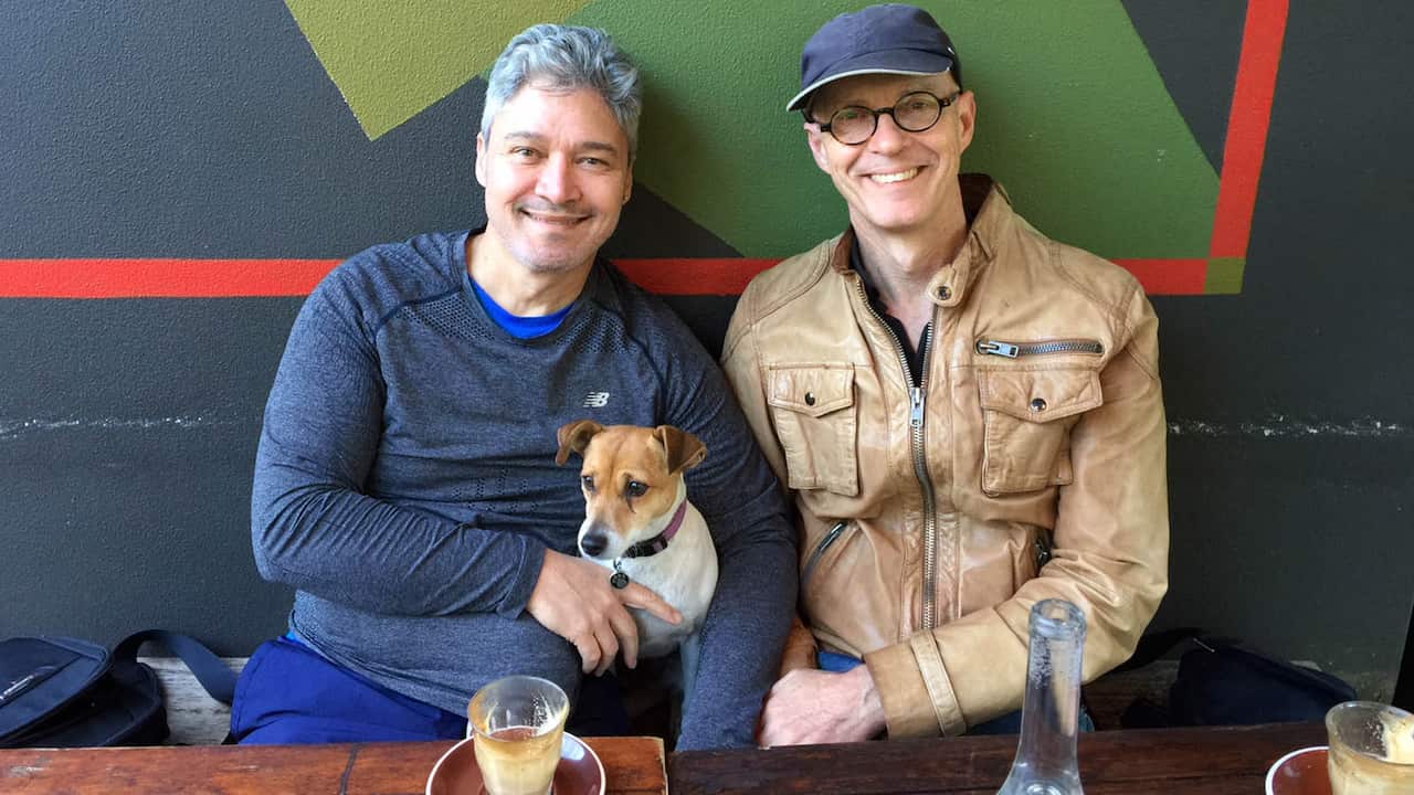 Anton, partner Roger, and dog Rosie. 