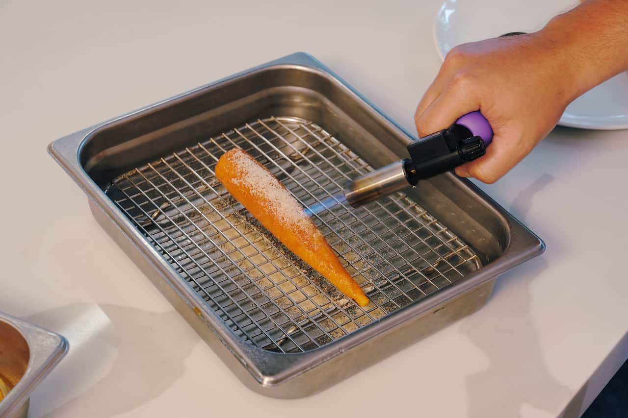 Maple sugar is brled on Arby's "marrot" in Atlanta, July 15, 2019. (Peyton Fulford/The New York Times)