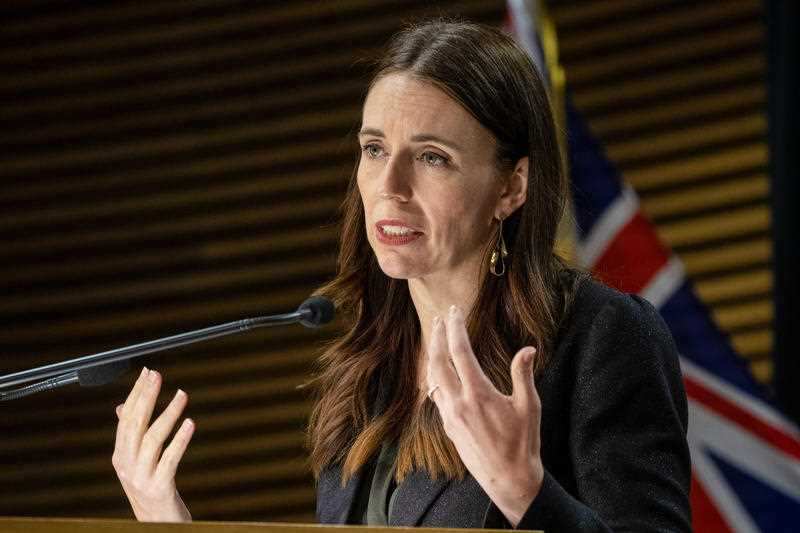 New Zealand Prime Minister Jacinda Ardern addresses a post Cabinet press conference at Parliament in Wellington, New Zealand, Monday, Nov. 22, 2021.