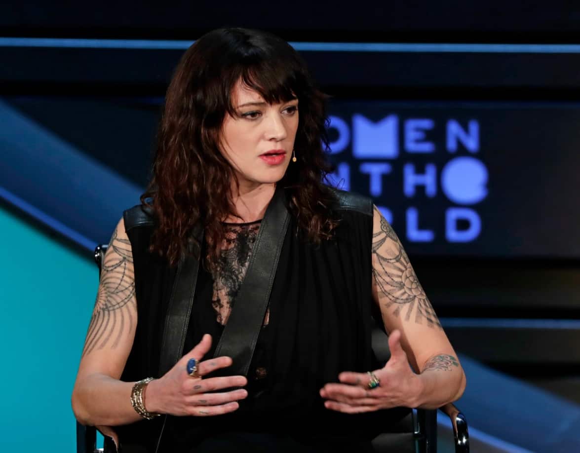 Italian actress and director Asia Argento speaks at the ninth annual Women in the World Summit Thursday, April 12, 2018