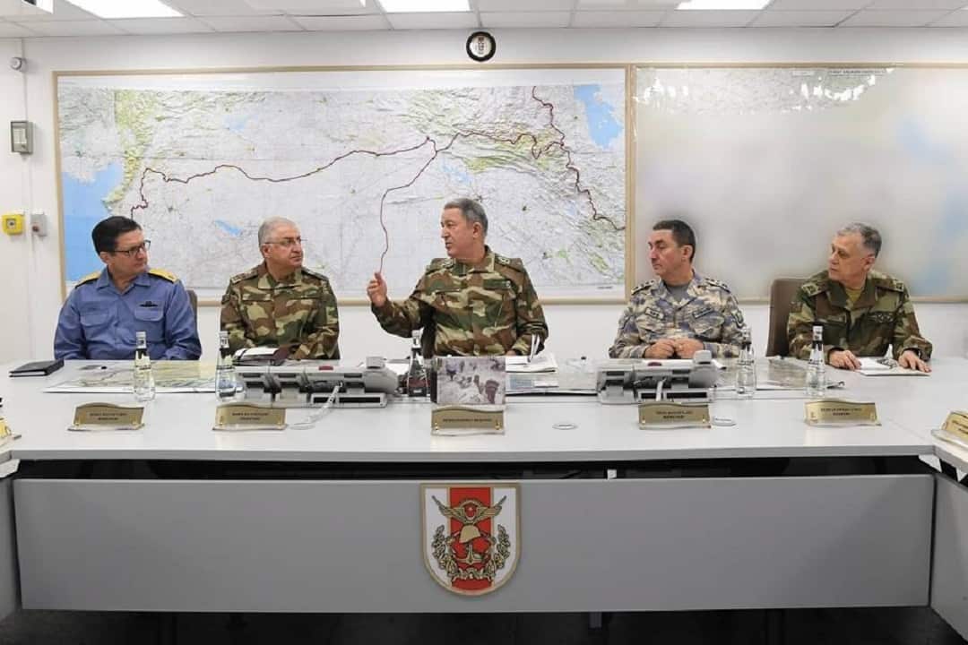 Turkey's army personnel hold a press conference on the operation in Syria's Afrin district in Ankara.