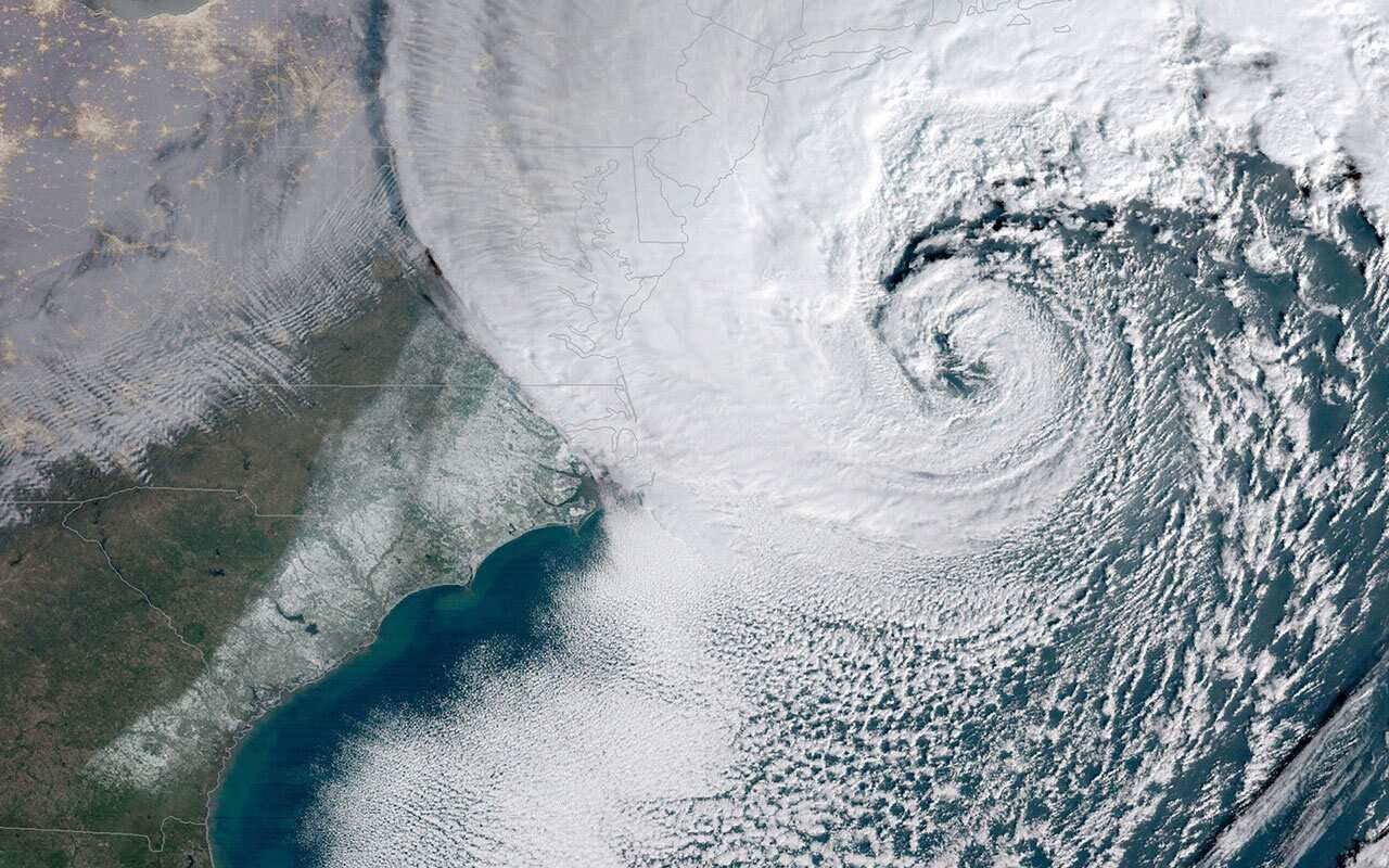 The winter storm, which rapidly intensified off of the mid-Atlantic coast, has battered coastal areas from Florida to Maine.