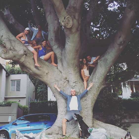 Arthur Favier, his dog and friends