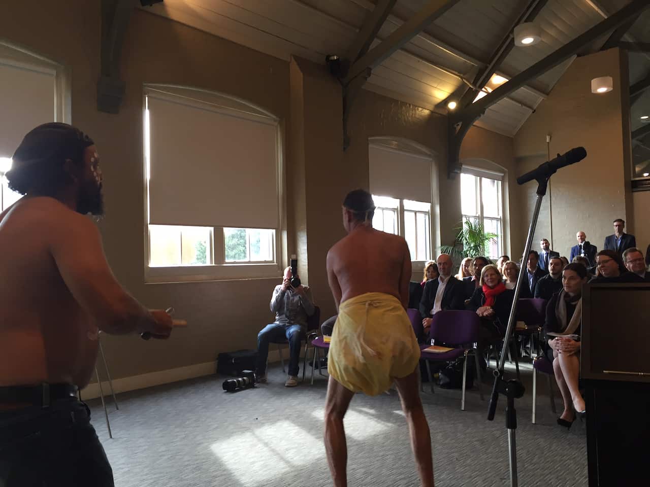 Dancers entertain Rugby guests at the launch of the Reconciliation Action Plan in Sydney