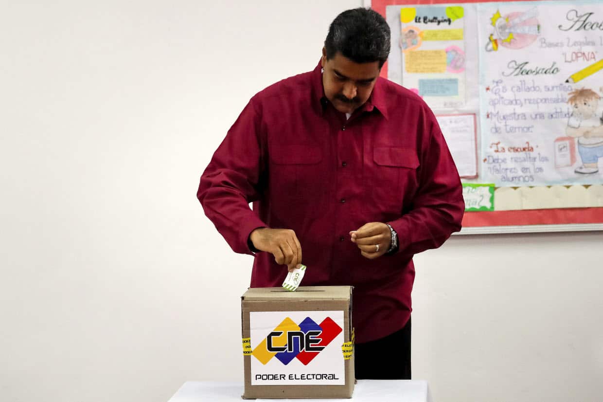 President Maduro, casts vote at a polling station
