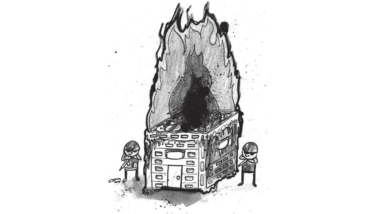 Ash Ashrafalie's sister lost her baby in a fire after her village was attacked. Illustration: Tia Kass