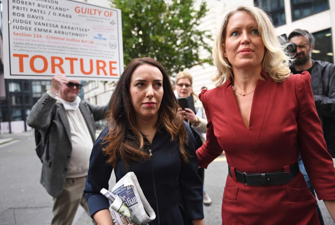 Stella Moris (left) and human rights lawyer Jennifer Robinson arrive at the Old Bailey, London, ahead of a hearing 