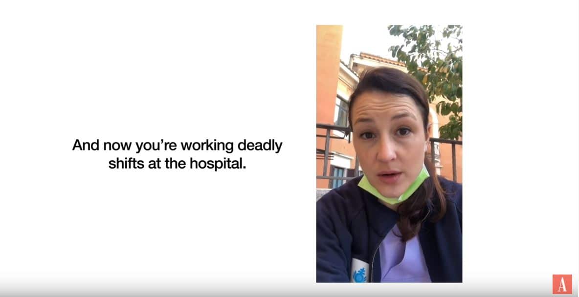 A health worker at the front line of the pandemic featured in the video. 