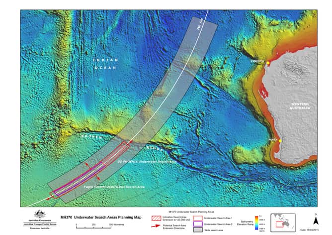 The MH370 search area off the coast of Western Australia. (Australian Transport Safety Bureau)