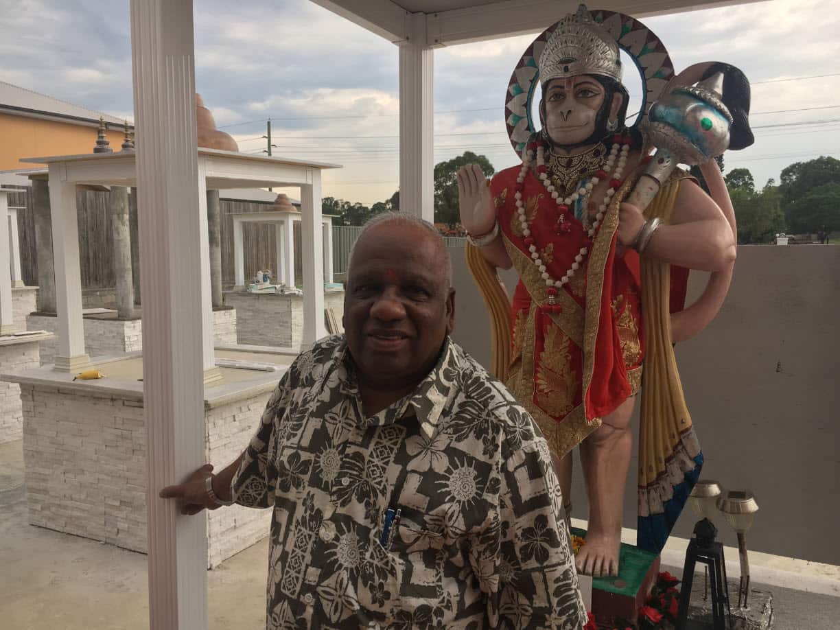Armogam Murgan outside the Hindi Temple in Western Sydney