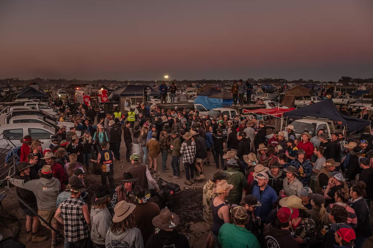 Festivalgoers at the Deni Ute Muster festival in Deniliquin.