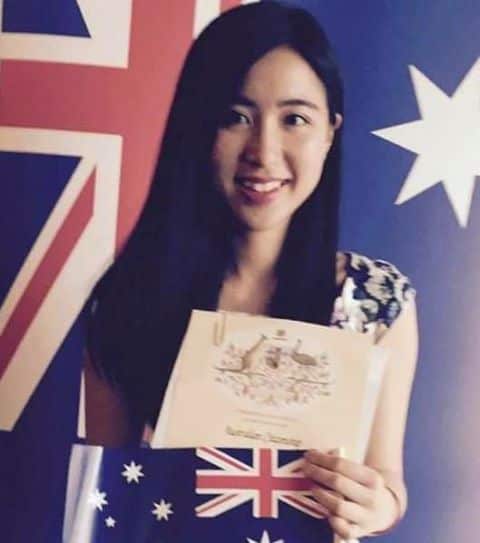 Lily receiving her Australian citizenship in 2017
