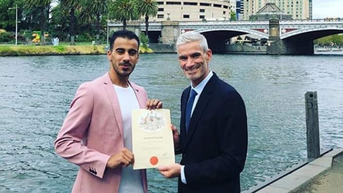 Hakeem Al- Araibi (R) and Craig Foster (L). Supporters of the Tamil family are hoping to enlist the former Soceroo.