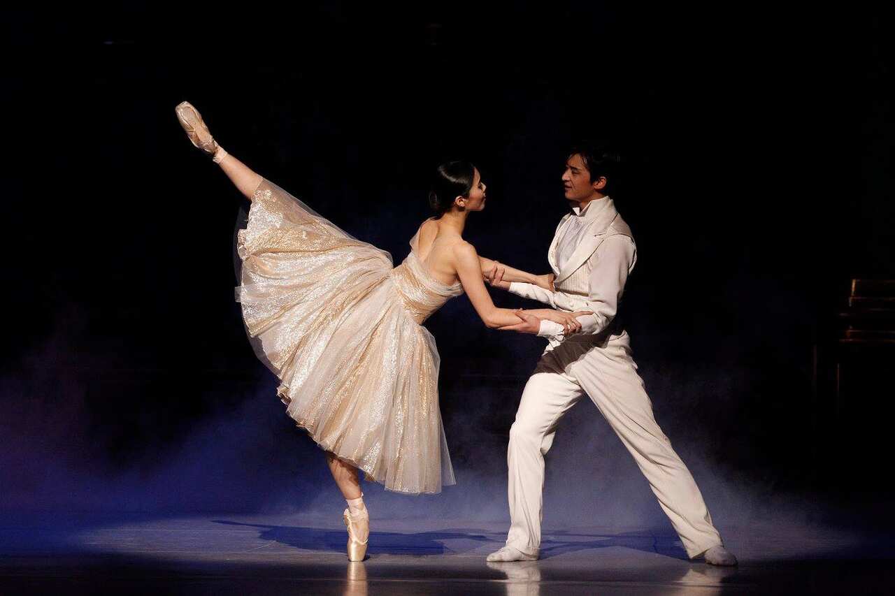 Australian Ballet dancers Ako Kondo and Chengwu Guo perform in Cinderella.