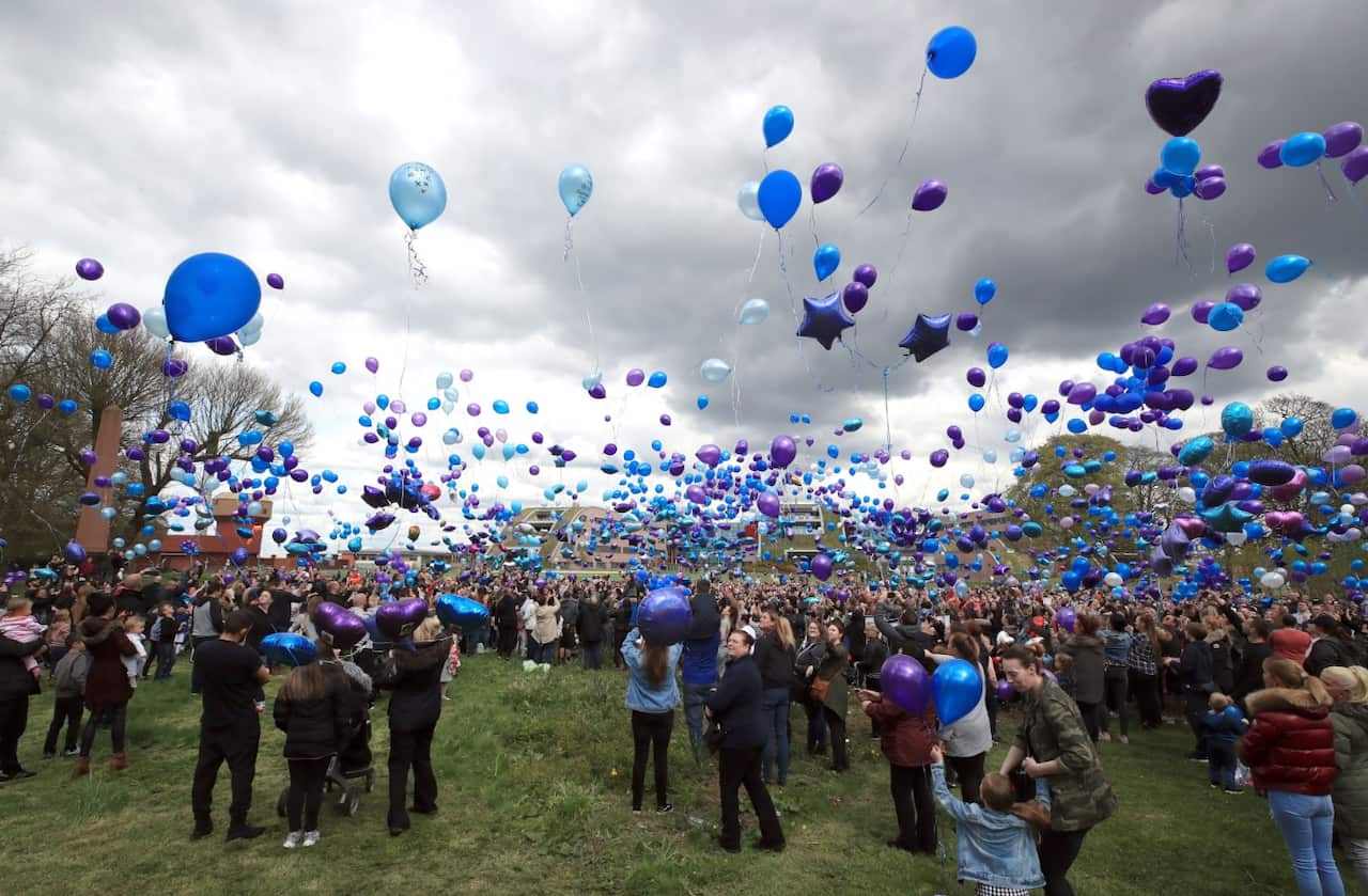 People release balloons outside Alder Hey Children's Hospital in Liverpool