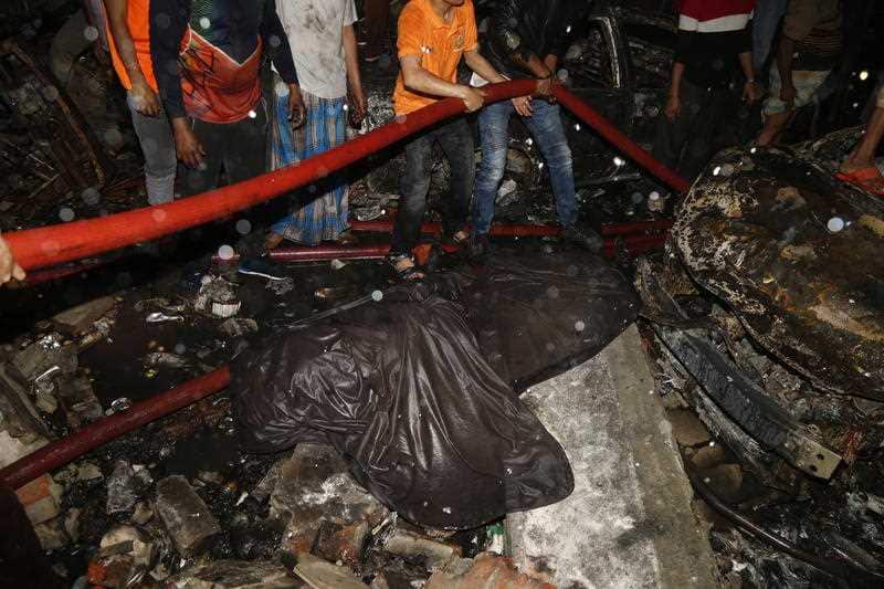 Emergency services at the scene of the blaze.