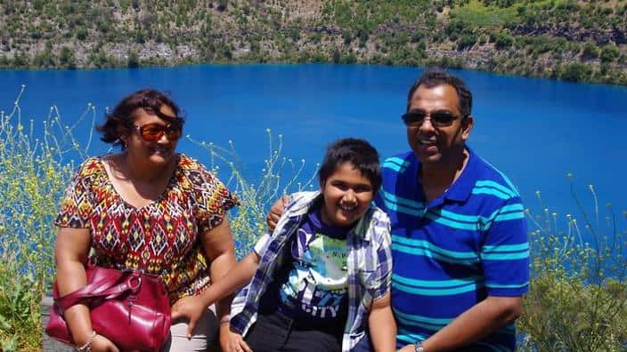 The Baniks pose for a family photo.