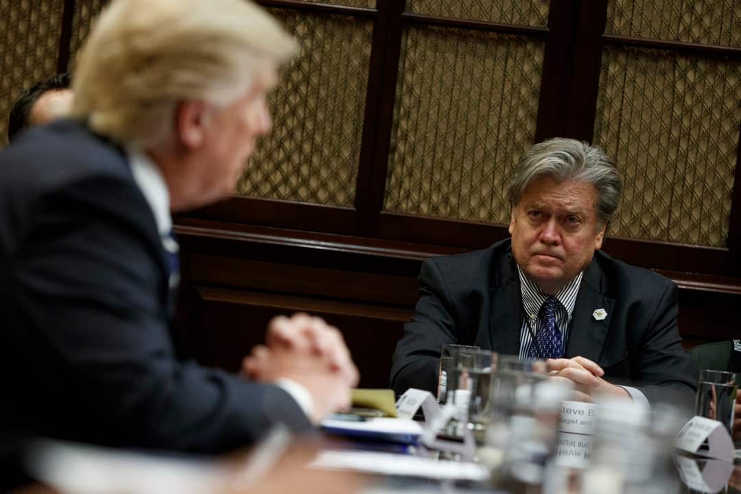 Then-White House Chief Strategist Steve Bannon with Presidnet Donald Trump.