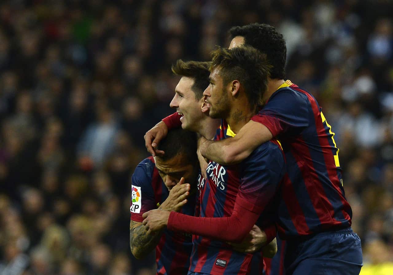 Barcelona FC strikers Messi and Neymar