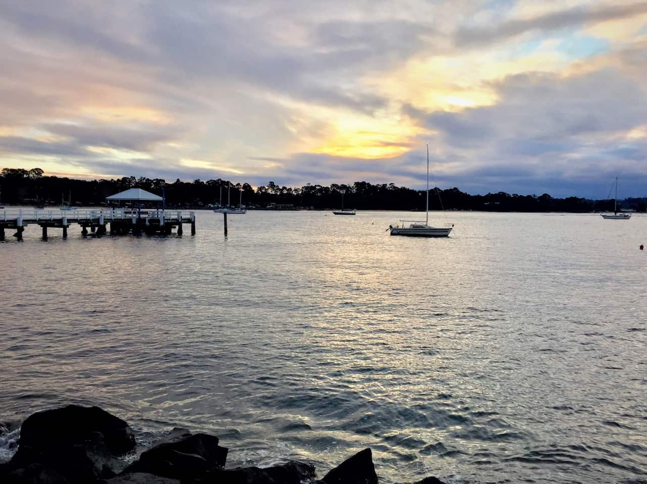 Sunset over the popular tourist town of Bateman's bay, on the NSW South Coast.