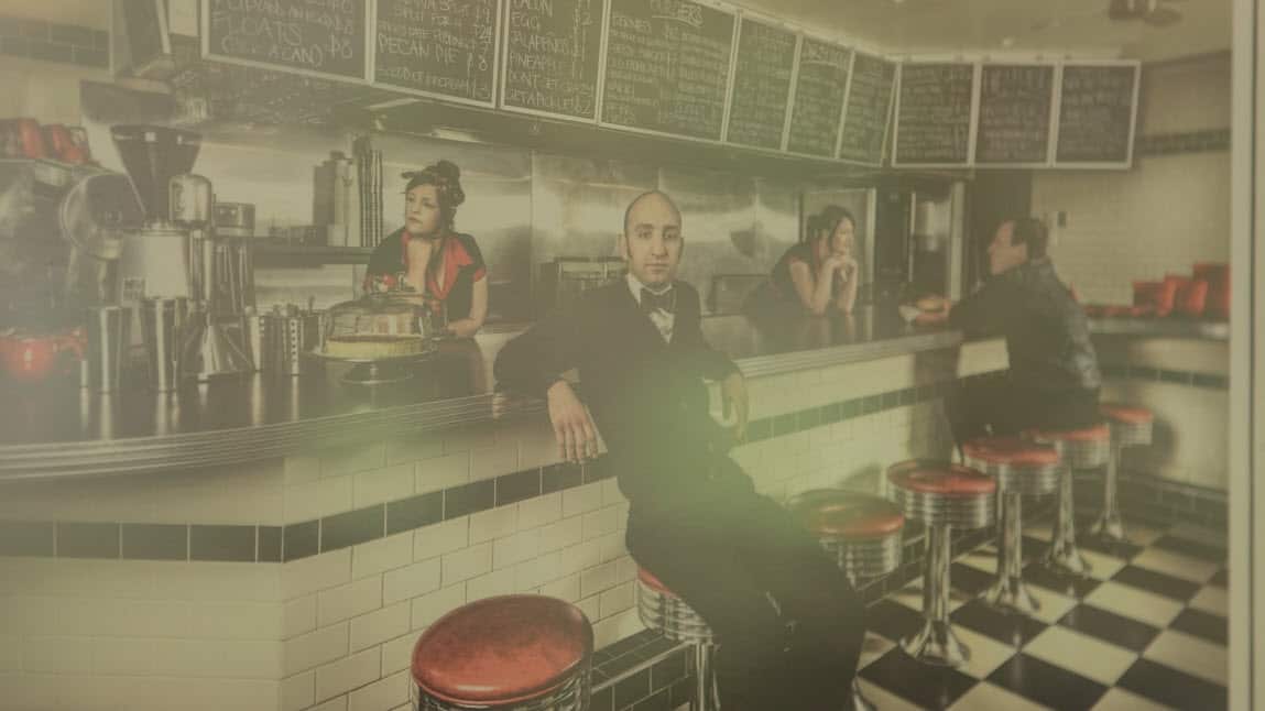 Ioannis in his all-American diner fit-out. 