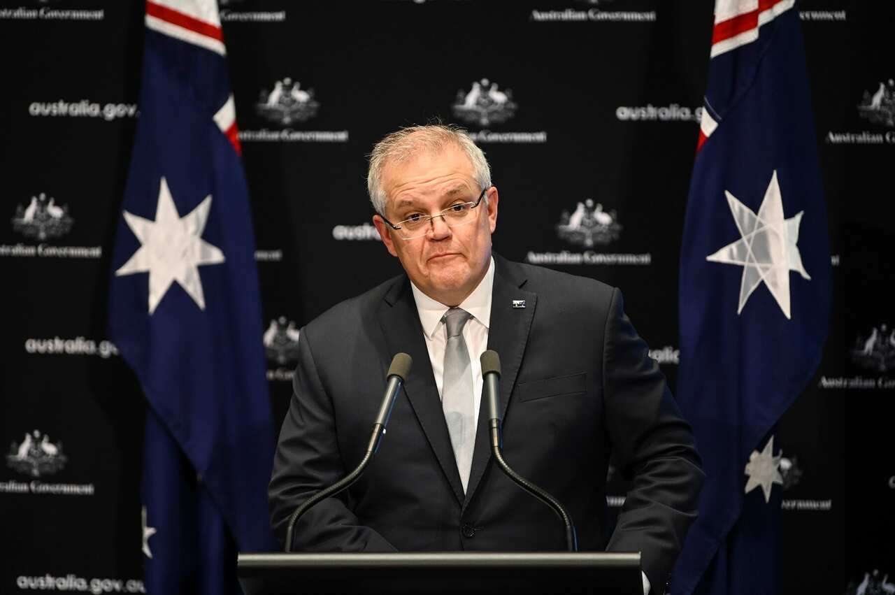 Australian Prime Minister Scott Morrison speaks to the media during a press conference at Parliament House in Canberra, Friday, May 1, 2020. (AAP Image/Lukas Coch) NO ARCHIVING