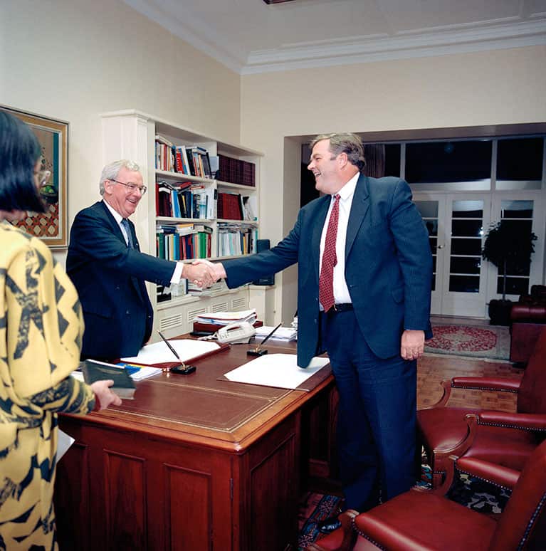 Kim Beazley, right, and Governor-General Bill Hayden in 1993.