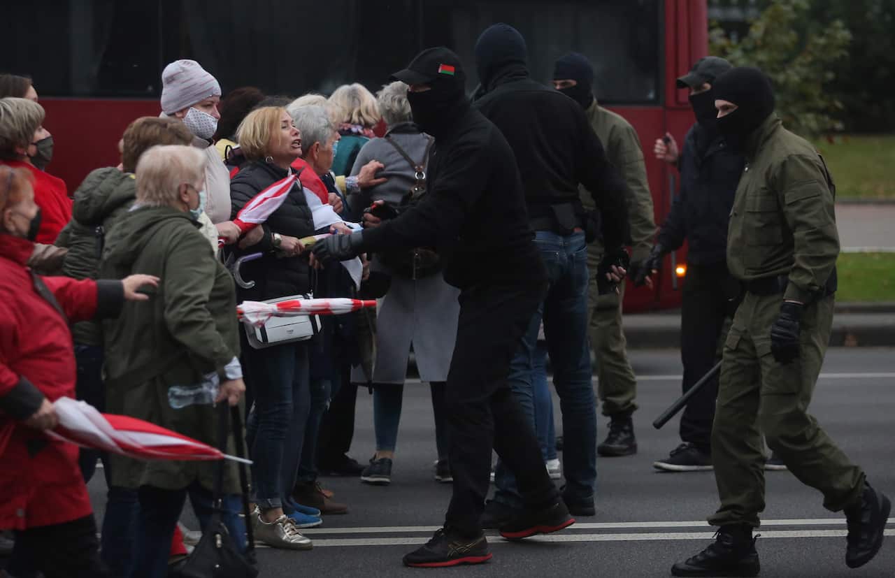 Belarusian pensioners rally to protest against the results of presidential elections in Minsk, Belarus, 12 October 2020.  EPA/STR