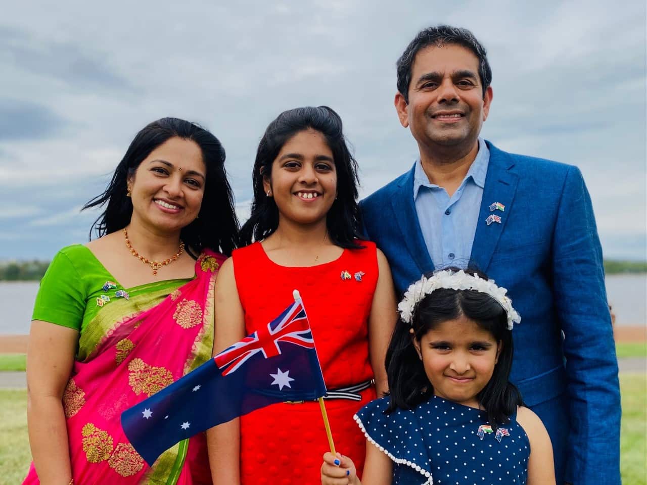 Mahantesh, Gayatri, Sonal and Sojal at the citizenship ceremony in Canberra.