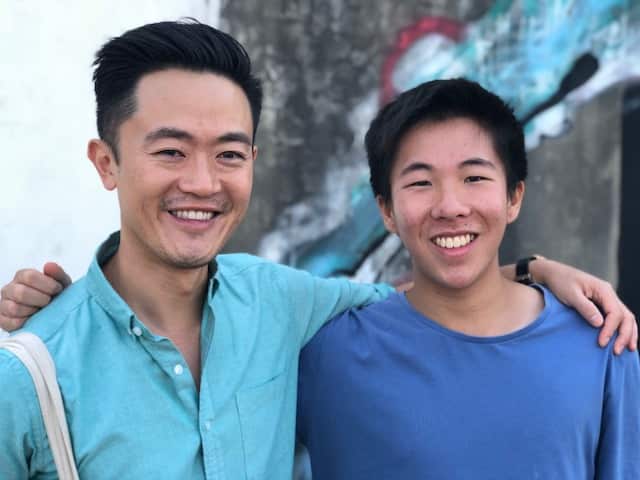Benjamin Law, left, and they actor who plays him, Tyrstan Go.