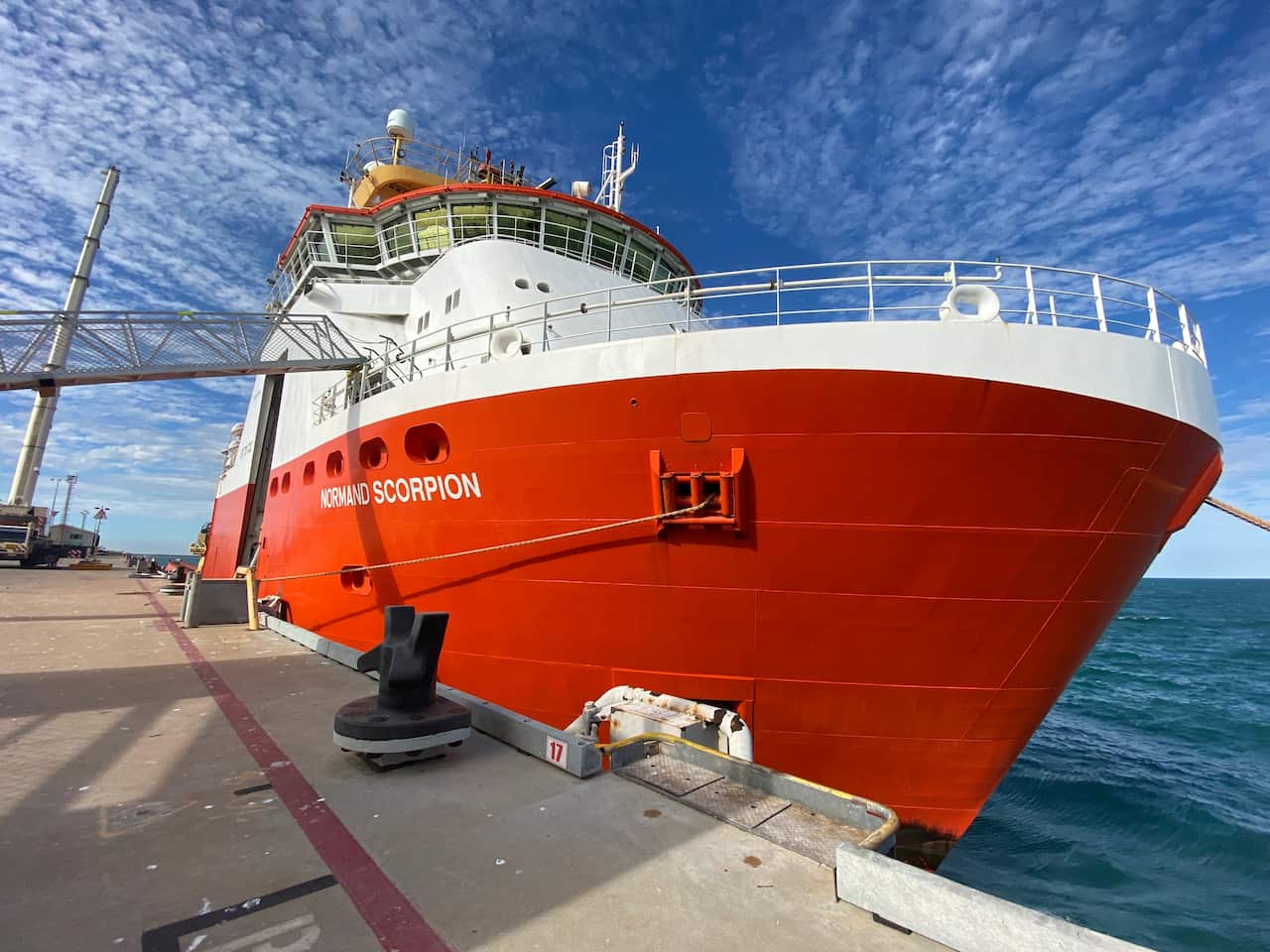 The Normand Scorpion departs from Broome in WA so interstate crew have to quarantine for two weeks in Perth before leaving. 