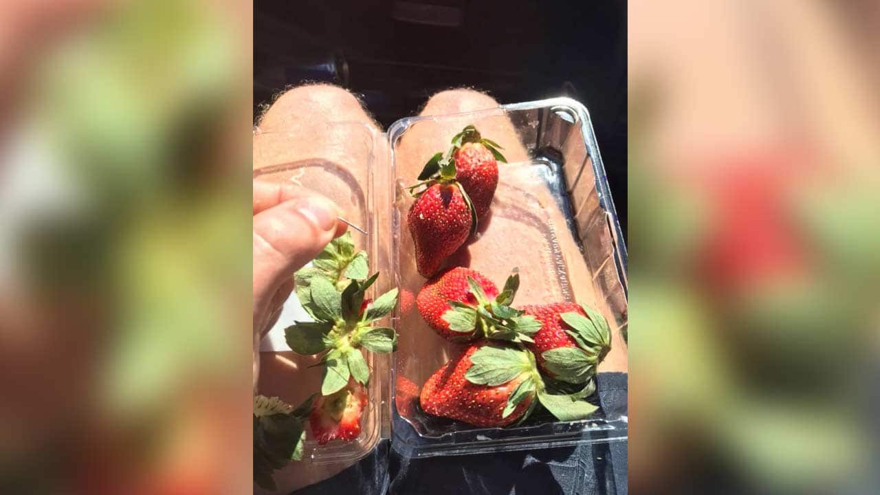 A man posted a picture of the needle he found in a strawberry punnet.