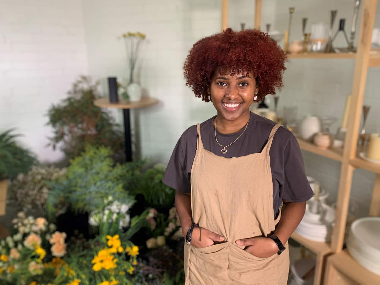 Betiel Tafsay is training in floristry.