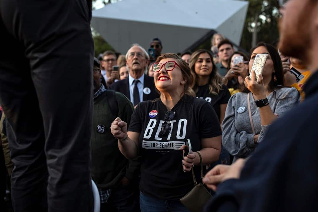 A supporter of Rep. Beto O'Rourke, the Democratic candidate for Texas Senate, during a campaign event in Dallas.