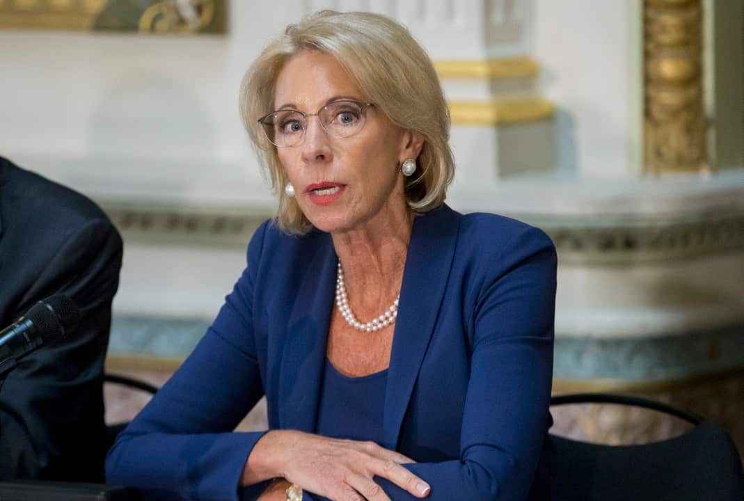 Education Secretary Betsy DeVos has supported the move to arm schools.