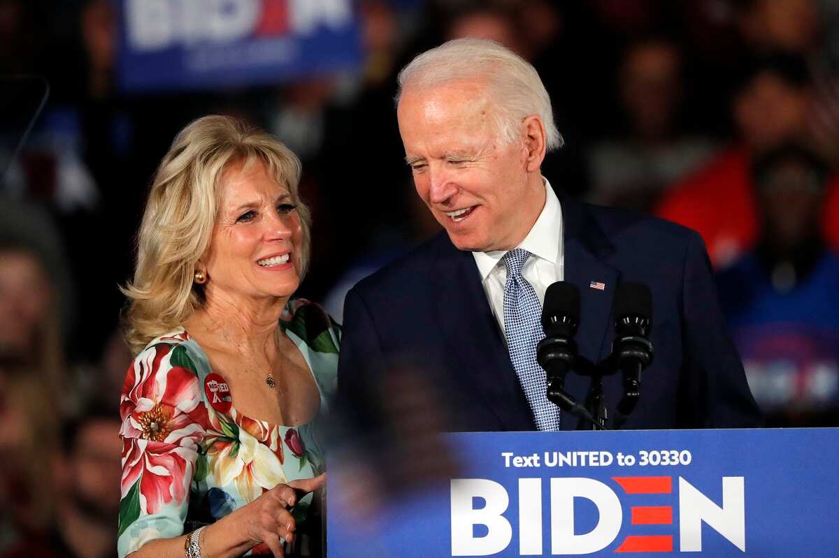 Democratic nominee Joe Biden with his wife Jill at a campaign rally in South Carolina.                                     
